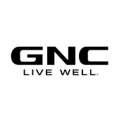 Logo of gnc featuring the acronym in bold black letters above the slogan "live well" in a simpler font.